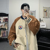 Baseball uniform male personality contrast color stitching loose brand retro style wild casual jacket autumn trend Korean coat